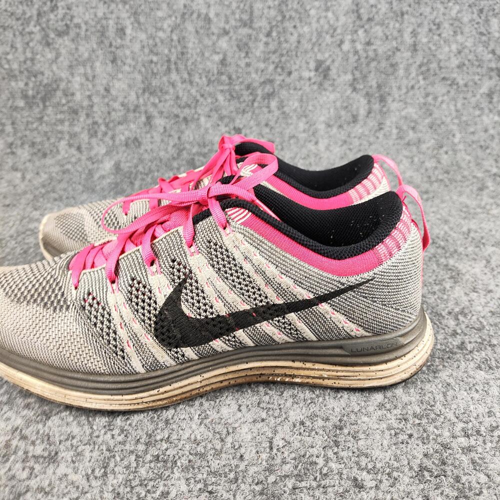 Nike Flyknit Lunar1+ Shoes Womens Size 9 Gray Pink Running Sneakers 554888-001